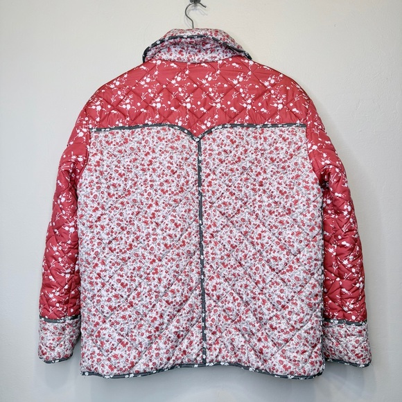 The Carmen Vibrant Micro Floral Patchwork Cropped Coat Quilted Puffer Jacket - Picture 5 of 15
